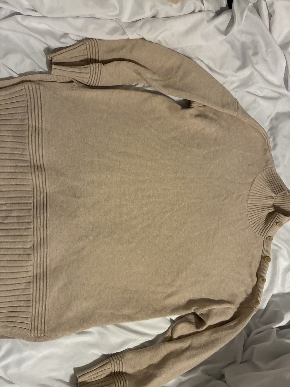 Suvimuga Ladies long sleeve Tan Sweater With Button Detail On Shoulder size XL